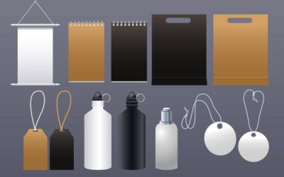 shopping bags paper and commercial tags branding icons vector illustration design