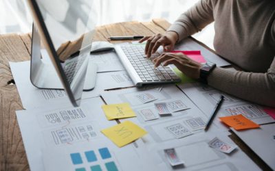 ux Graphic designer creative sketch planning application process development prototype wireframe for web mobile phone . User experience concept.